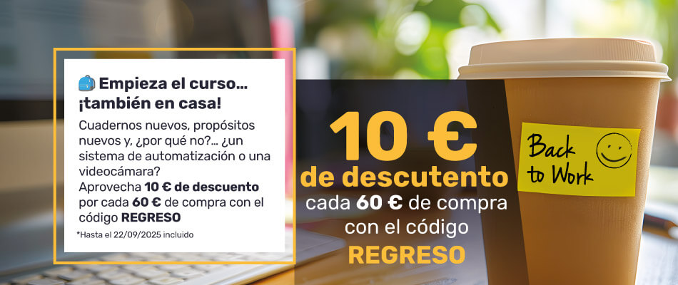 10 € de descuento por cada 60 € de compra con el código REGRESO
