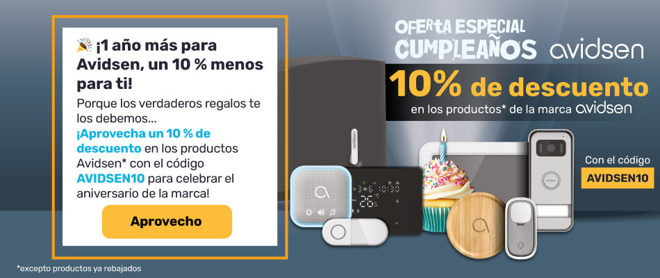 10% de descuento en los productos de la marca avidsen con el código AVIDSEN10 (excepto productos ya rebajados)