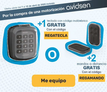2 mandos a distancia gratis con el código REGAMANDO o 1 teclado a código gratis con el código REGATECLA por la compra de un motor Avidsen