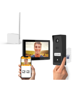 Pack de videoportero Wave 3 inal&aacute;mbrico, conectado y con repetidor de se&ntilde;al (alcance de hasta 700 m)