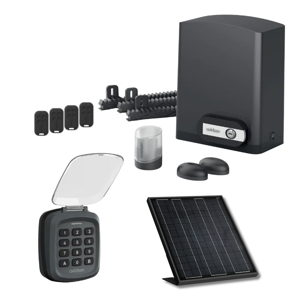 Un kit completo de motorización con su código digital inalámbrico.
