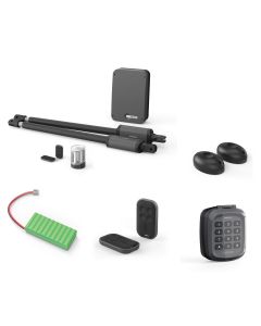 Kit de motorización telescópica para puertas batientes - Styrka 310 + batería de emergencia + teclado a código + fotocélulas + 2 mandos a distancia adicionales.
