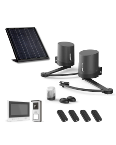 Pack motorización para puerta batiente solar y videoportero inalámbrico 100 % solar