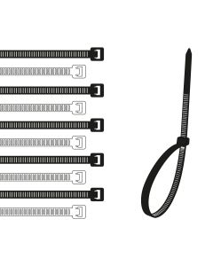 300 bridas flexibles de nylon blanco/negro - 654607