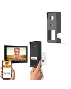 Kit videoportero inalámbrico conectado Wave 3 + carcasa grafito