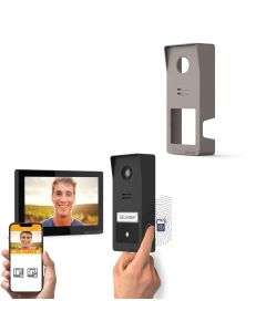 Kit videoportero inalámbrico conectado Wave 3 + carcasa gris titanio