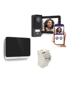 Videoportero con cable y conectado 3K Philips WelcomeEye Connect 3 con pantalla adicional y transformador