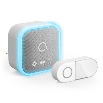 Timbre con diseño de tela, inalámbrico, luz intermitente y timbre enchufable - Avidsen 102512