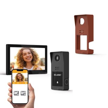 Kit videoportero con cable conectado Digital Connect + carcasa terracotta