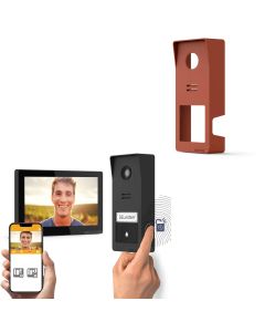 Kit videoportero inalámbrico conectado Wave 3 + carcasa terracotta