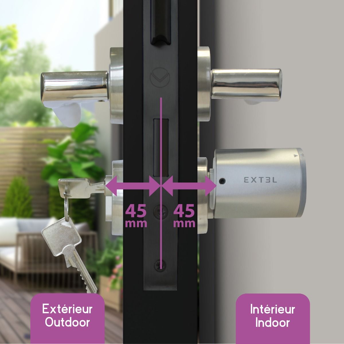 Cilindro 45/45 compatible con la cerradura conectada Extel Lock