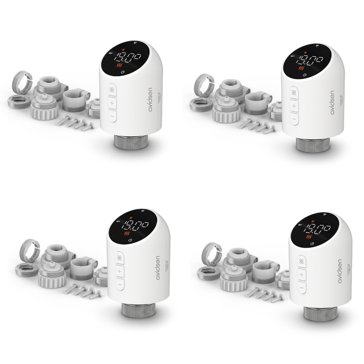Contenido del kit del lote de 4 válvulas termostáticas HomeFlow TRV