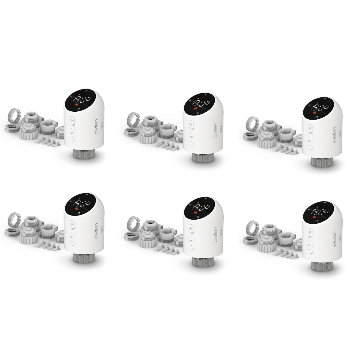 Contenido del kit del lote de 6 válvulas termostáticas HomeFlow TRV