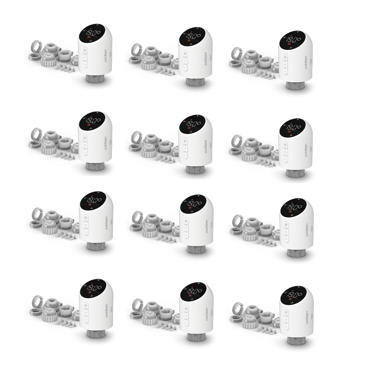 Contenido del kit del lote de 12 válvulas termostáticas HomeFlow TRV