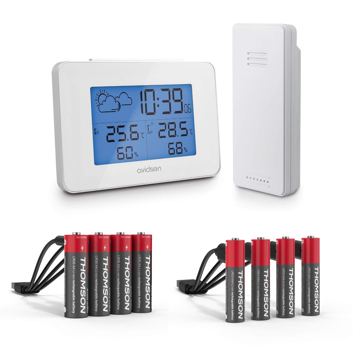 Una estación meteorológica con pilas incluidas