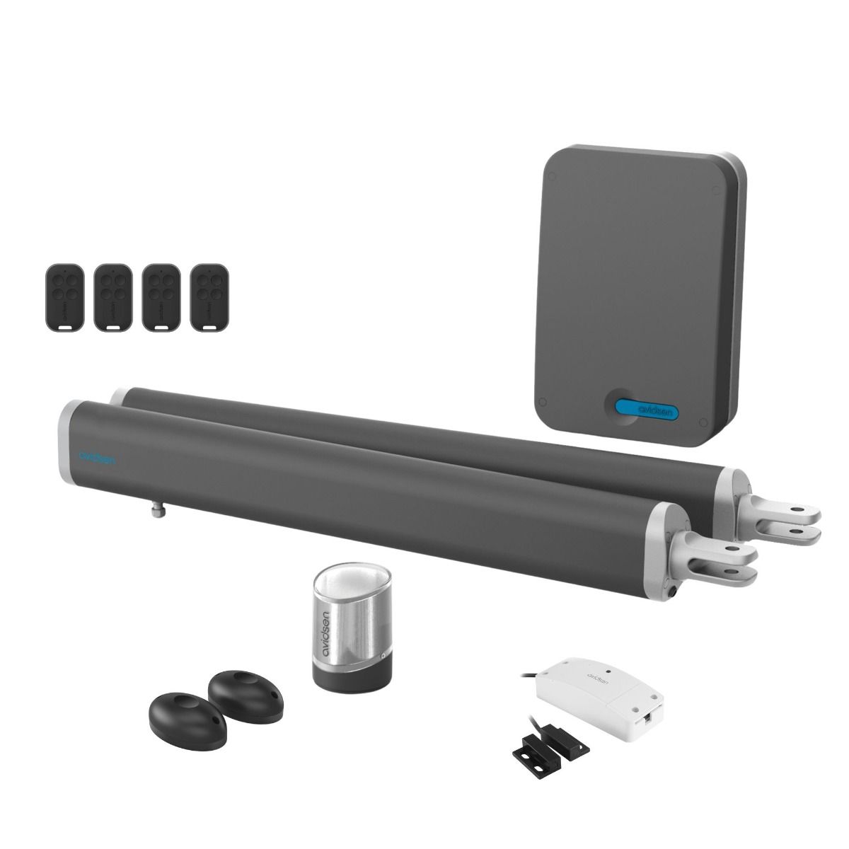 Un kit completo de motor para puertas batientes conectado