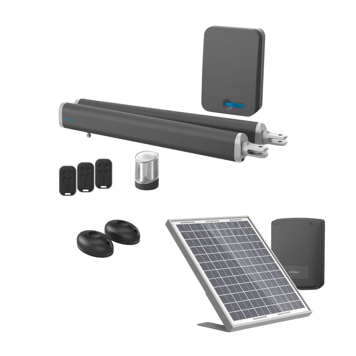 Un kit motor solar completo para puertas batientes