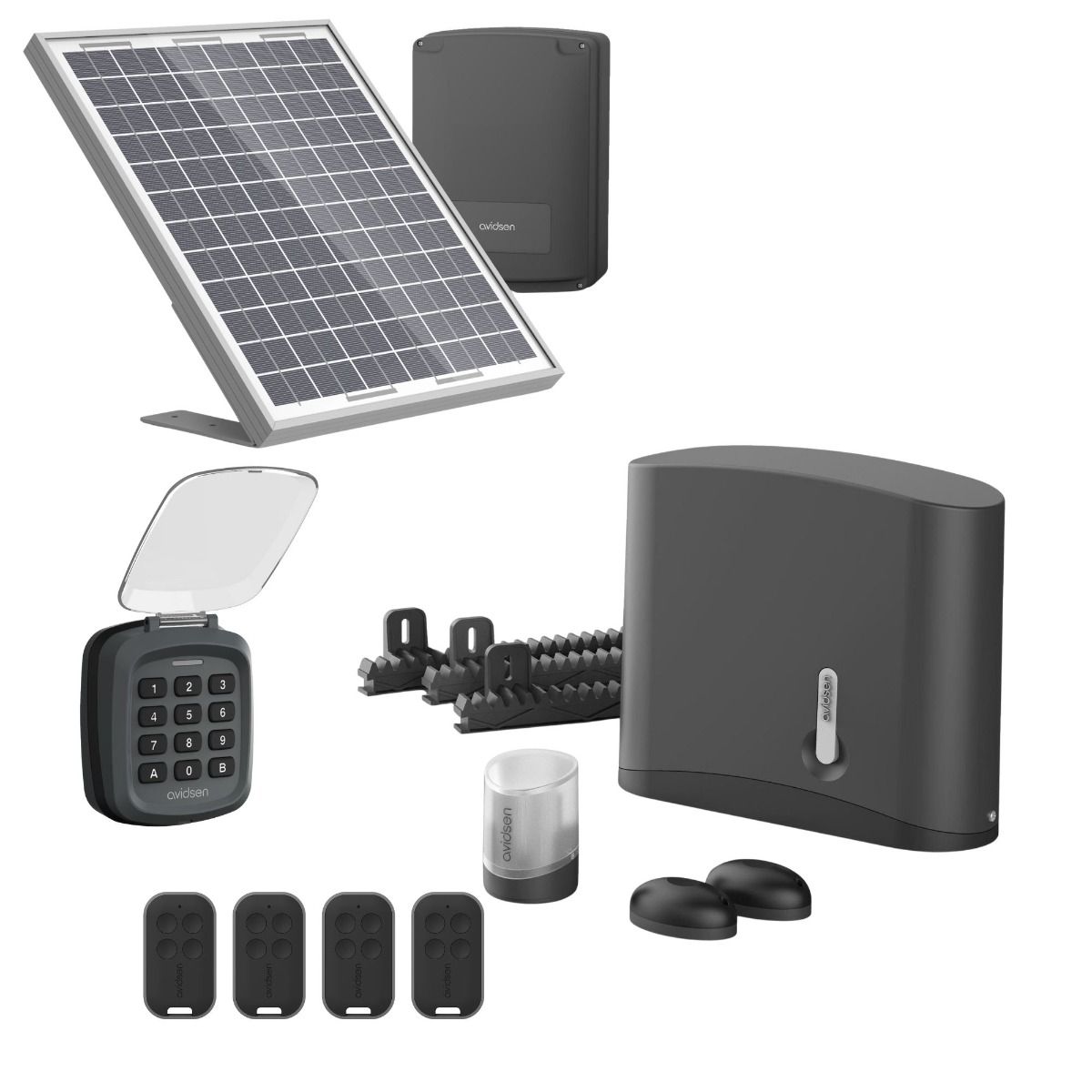 Un kit solar completo con Digicoe para una puerta corredera de 4 m.