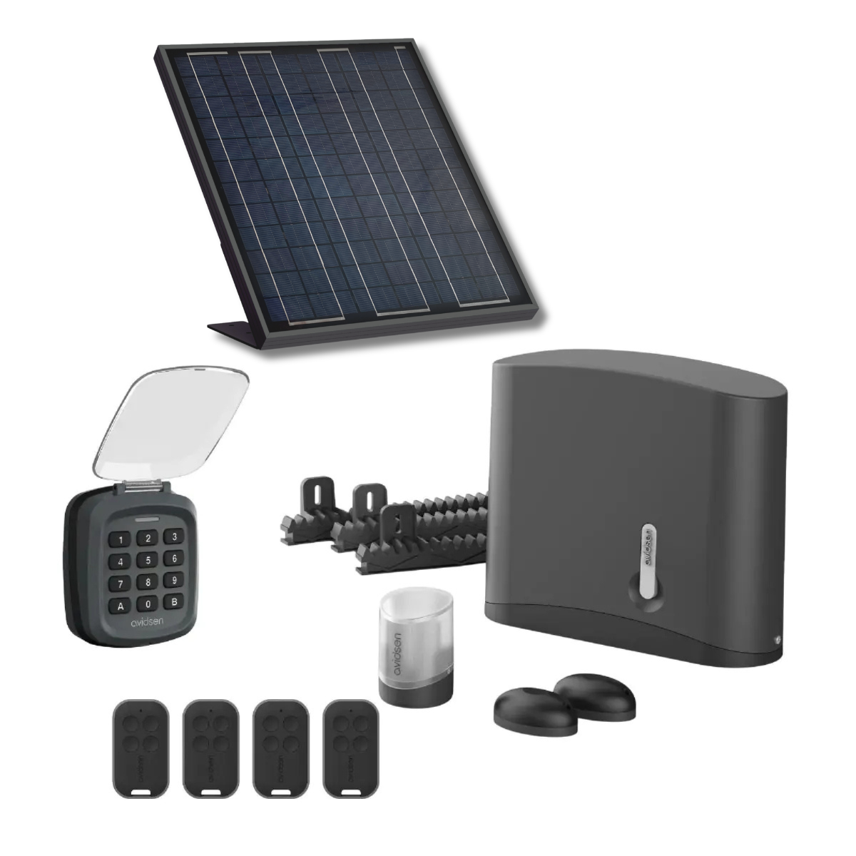 Un kit solar completo con Digicode para una puerta corredera de 4 m.