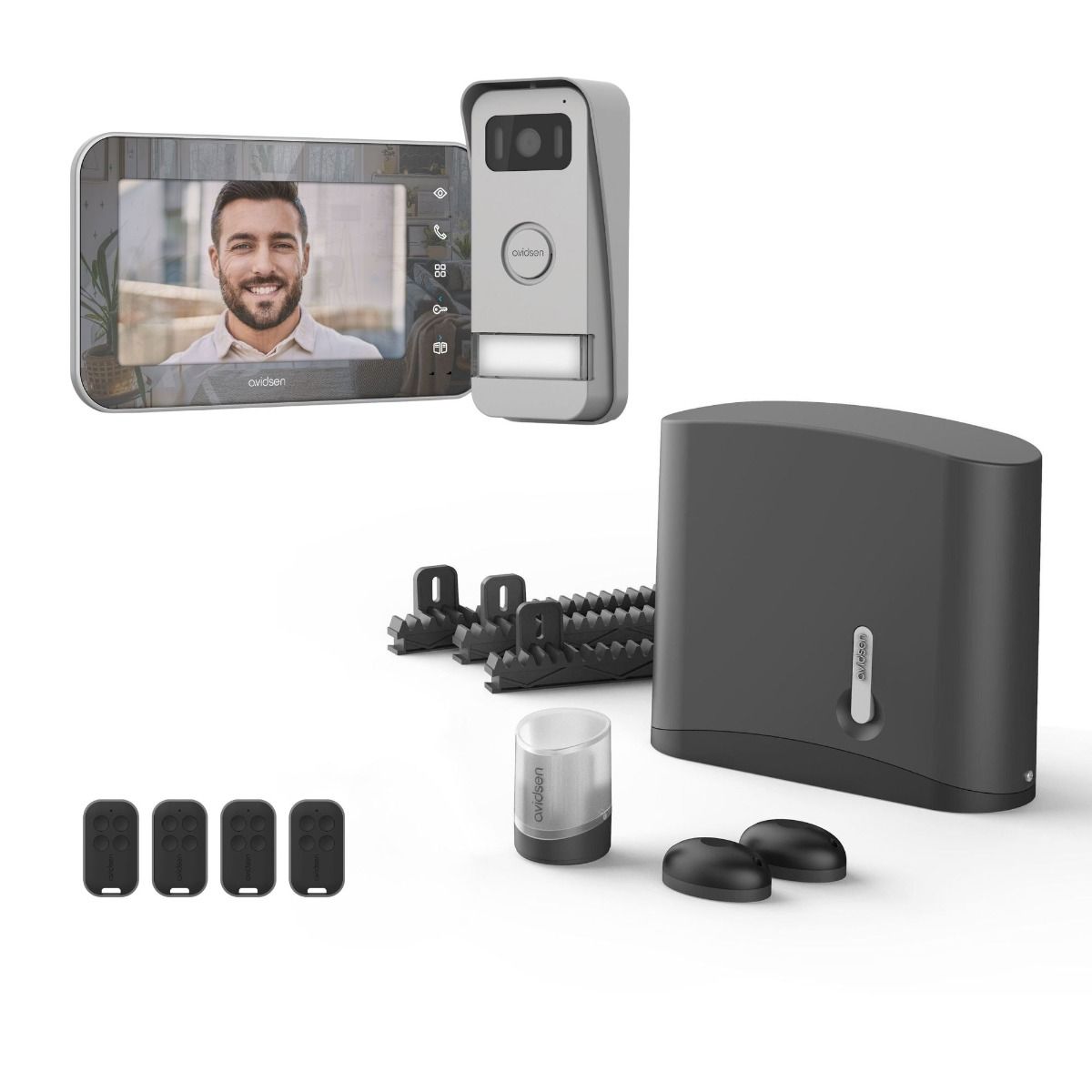 Kit completo videoportero + motorización para puerta corredera de 4 m