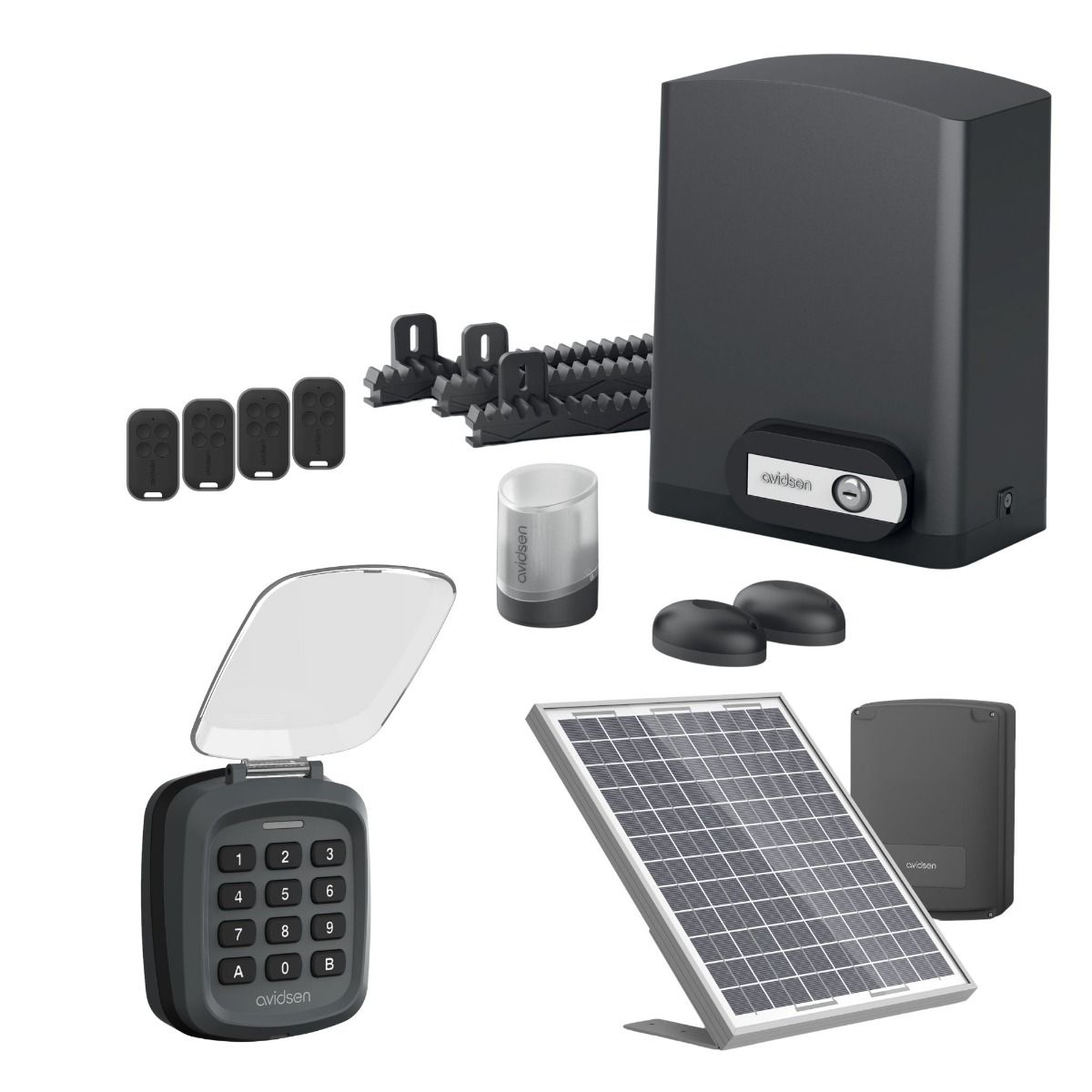 Un kit completo de motorización con su código digital inalámbrico.