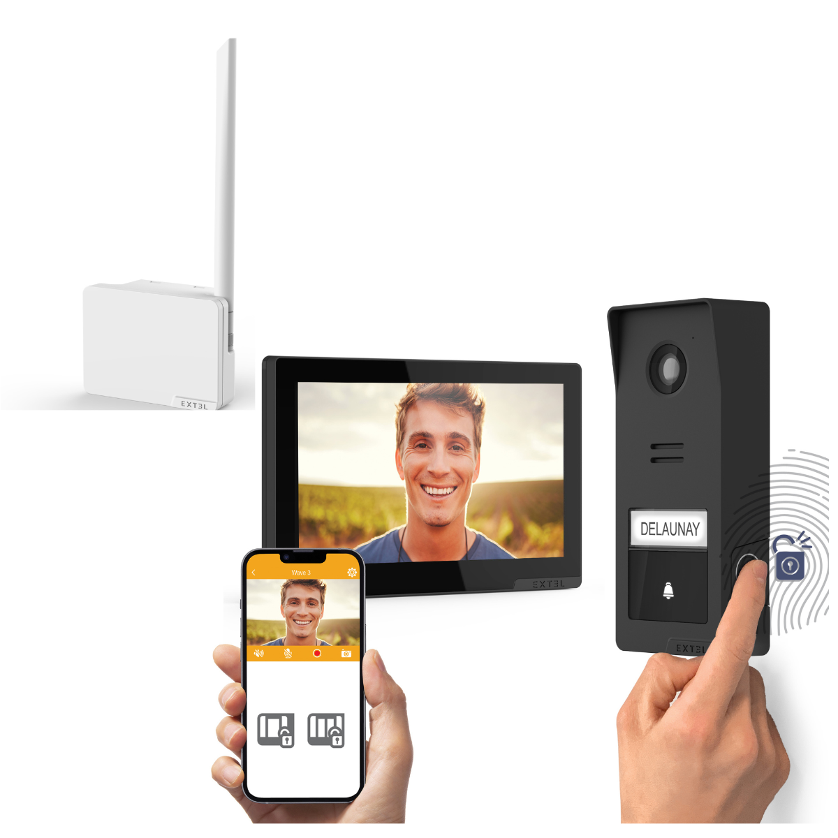 Contenido del pack Extel Wave 3 y su repetidor 