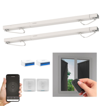 Lote de 2 motores conectados para persianas abatibles Avidsen Home Open W + 2 interruptores con cable  