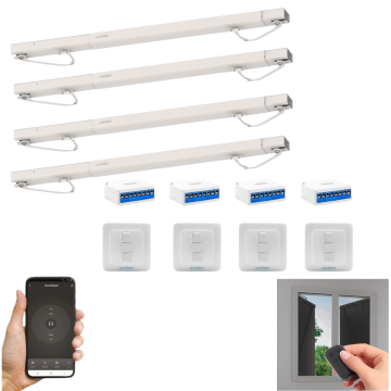 Lote de 4 motores conectados para persianas abatibles Avidsen Home Open W + 4 interruptores con cable  