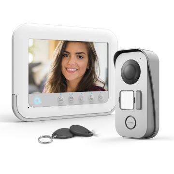 Videoportero con 2 cables con acceso RFID - Ylva 3+ - Avidsen 7 pulgadas, es decir 18 cm de diagonal