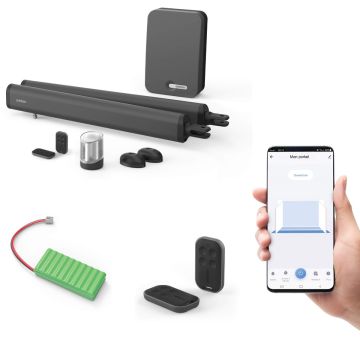 Motorización conectada con actuadores para puertas batientes - Teha Connect + batería de reserva + 2 mandos a distancia adicionales