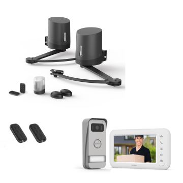 Pack 100% conectado con motorización para cancela batiente Orane Connect + videoportero Elia Smart + 2 mandos a distancia adicionales