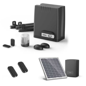 Motorización Avidsen OREA550 para puertas correderas de 4 m (8 m máx.) y 500 kg + kit solar + 2 mandos a distancia