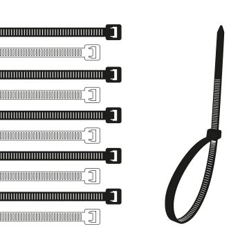 300 bridas flexibles de nylon blanco/negro - 654607