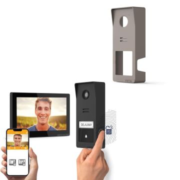 Kit videoportero inalámbrico conectado Wave 3 + carcasa gris titanio